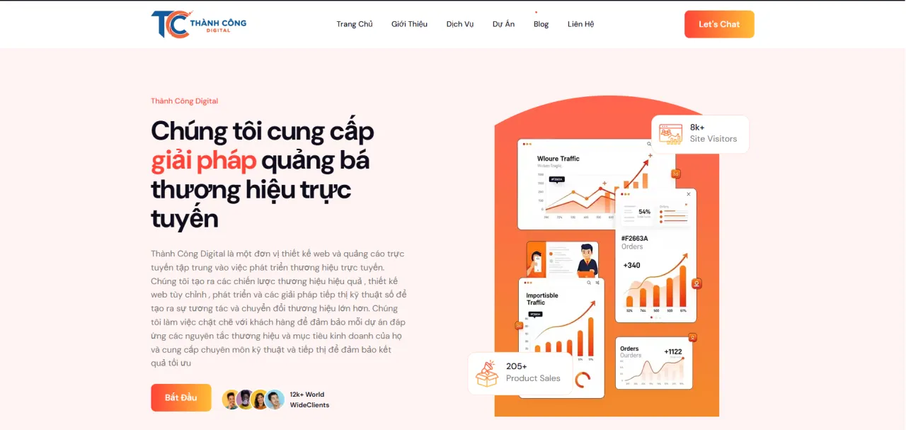 Giao diện web Thành Công Digital cũ